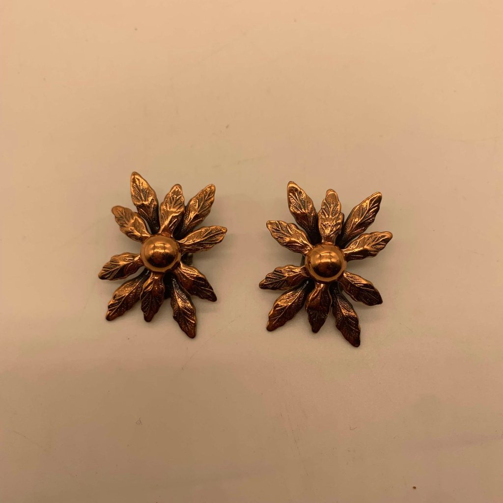 Vintage Renoir Copper Flower Clip-On Earrings 32$